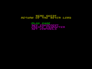 Hero Quest Return of the Witch Lord title screen for ZX Spectrum